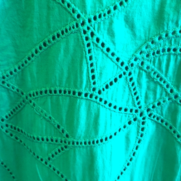CAbi Women's Sleeveless Green Eyelet High Low Top | 100% Cotton | Size Small - Picture 3 of 6